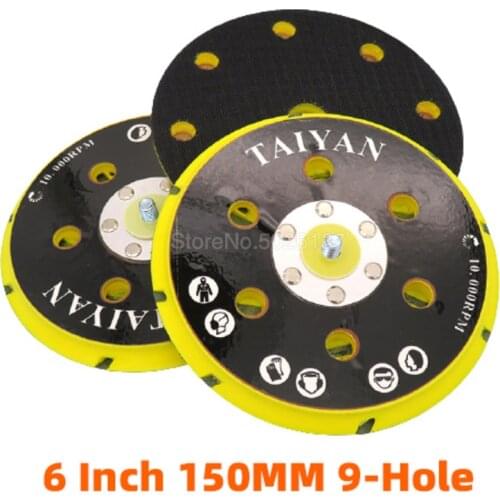 6 Inch 150MM 8MM 9Hole Thread Hook Loop Velcro Back-up Sanding Pad Sander Backing Plate Grinder Power Tools Disc & Dust