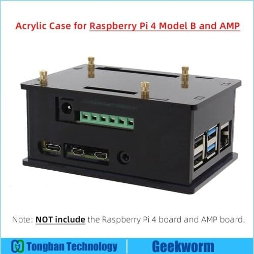 Geekworm Acrylic Case for Amplifier HIFI AMP Expansion Board and Raspberry Pi 4 Model B Only