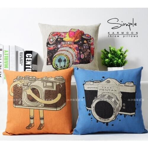 Free shipping/creative camera cute cartoon cotton pillowcase cushion for leaning on of 43 * 43 No Inner