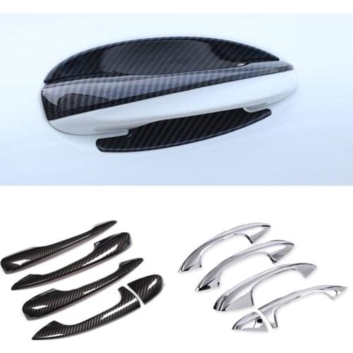 For Mercedes Benz C E GLC Class W205 W213 X253 2017 2018 Car Carbon texture Exterior Door Handle Pull / Door Bowl Cover Trim