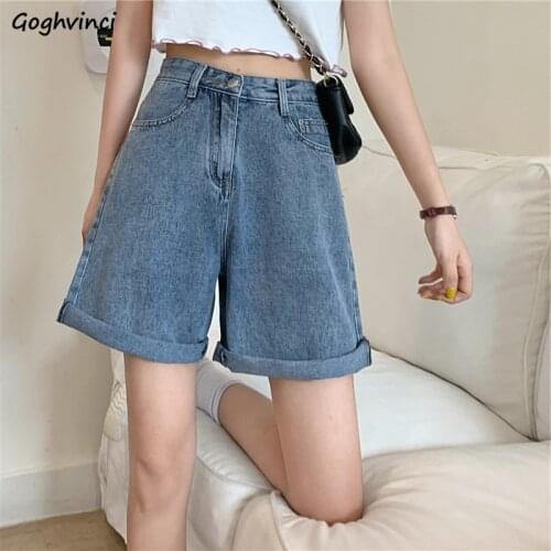 Women Denim Shorts Blue Retro Classic Loose Boyfriend Unisex All-match Teenagers High Waist Korean Style Fashionable Females New