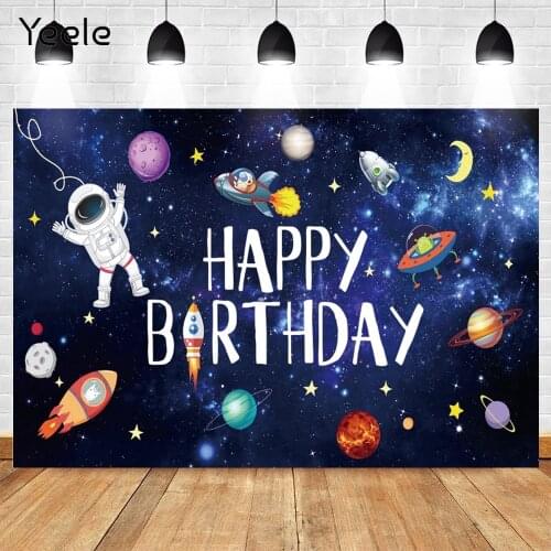 Yeele Universe Starry Sky Planet Astronaut Space Baby Boy Birthday Party Backdrop Photography Background Photo Studio Photozone