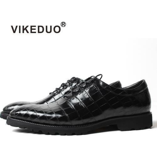 Vikeduo Hot Handmade Classic Crocodile Shoes Fashion Party Office Wedding Dress Shoe Male Genuine Leather Men Oxford Dress Shoes