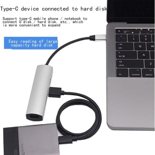 Type-C USB 3.0 Hub With Power Supply 3.1 Splitter Docking Station 1 Drives 4
