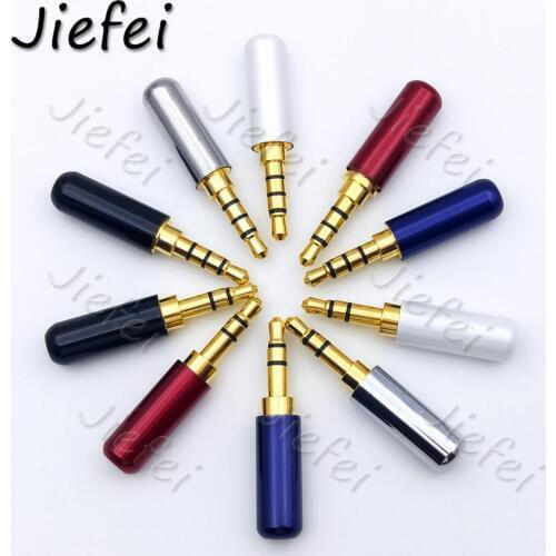 Brass 3.5mm 1/8" 3 4 Pole Male Plug + Brass shell Tail Plug Audio Jack Gold Plated for DIY Stereo Headset Earphone