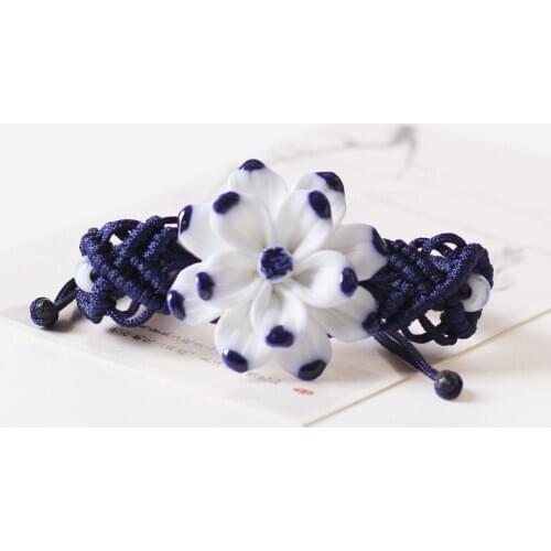Fashion Charm Ceramics White Matte Flower Simplicity Bracelet Original Design Bangle Hand Knitted Amulet Jewelry Gifts
