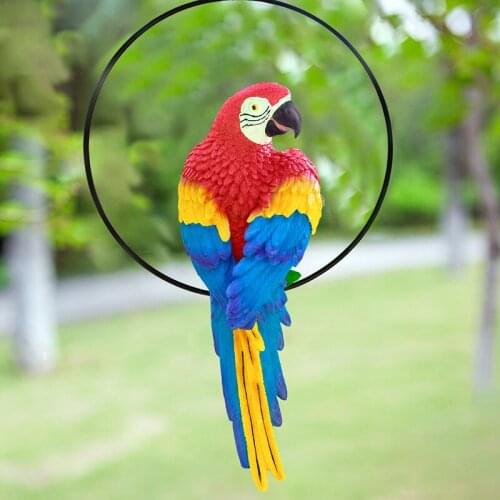 Nordic Resin Simulation Parrot Decoration Minimalist Outdoor Garden Viewing Pendant Glass Steel Carving Crafts Animal Decoration