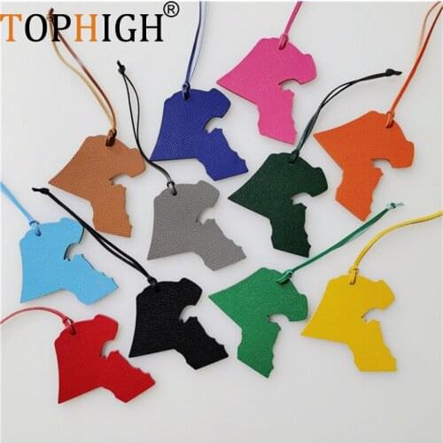 Factory Newly Customized Genuine Leather Character Letter Kuwait Map Bag Pendant Female Bag Leather Hanging Bag Accessories