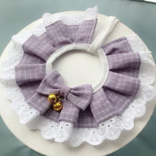 Pet Bib Cat Collar Vintage Princess Lace Bandana with Bell Bowknot Puppy Dog Necklace Cat Accessories Sweet Kitten Neck Decor