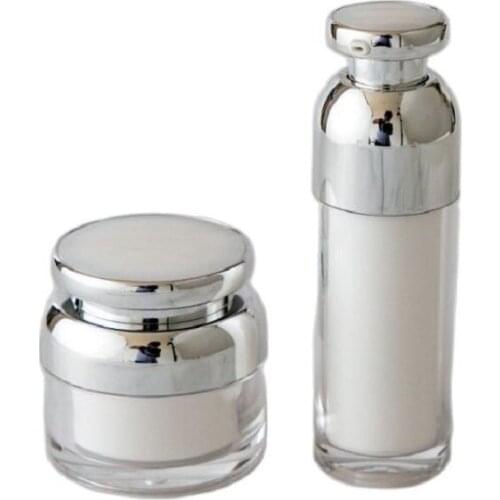 30g Sliver Cover Cream Jar Spray Packing Plastic Vacuum Cosmetic Bottle 20pcs/lot