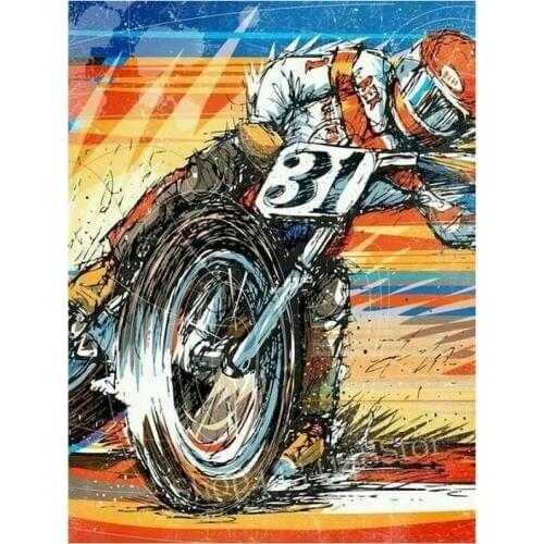 Full Square 5d Diamond Painting Motorcycle Painted Picture 3D Diamond Mosaic Art Sticker Drill Embroidery Decoration