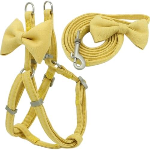 New Dog Harness Leash Collar Set Adjustable Soft Cute Bow Double Layer Dog Harness for Small Medium Pet Collar Leash Dog Collar