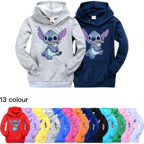 STITCH Casual Pocket Boys Hoodie Fall Clothes for Kids Girls shirts Top Children Boutique Kids Clothing