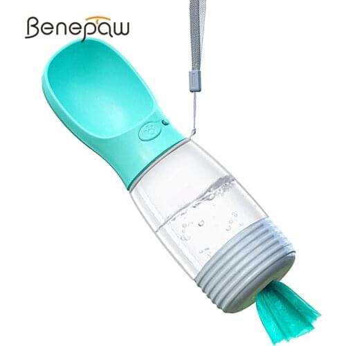 Benepaw Durable Dog Water Bottle With Poop Bag Dispenser Portable Safe Travel Pet Drinking Bottle Perfect For Walking Hiking