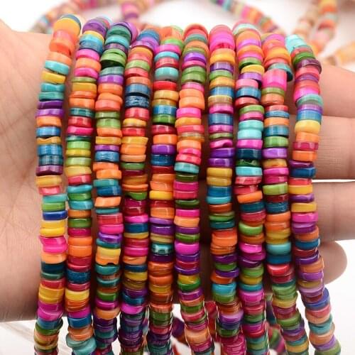 Natural Shell Beads Colorful Heishi Loose Spacer Beads Colorful Dyed Shell Bead for Jewelry Making DIY Bracelet Necklace