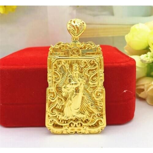 LUXURY GOLD 14K NECKLACE PENDANT NO CHAIN FOR MENS BIRTHDAY ANNIVERSARY GIFTS MALE EXQUISITE PATTERN FINE JEWELRY NOT FADE