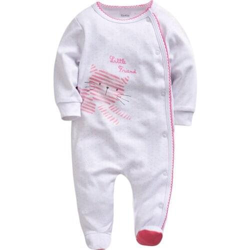 Honeyzone Pink Cat Baby Girl Rompers 6m-18m Newborn Dot Printing Winter Baby Girl Clothing