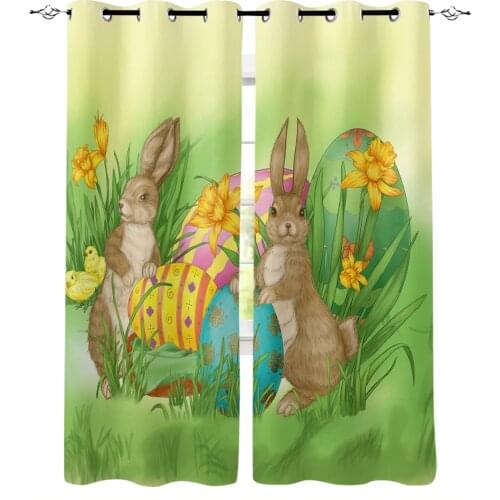 Cartoon Rabbits Easter Eggs Curtain for Living Room Bedroom Curtain Window Treatment Blinds Drapes Kids Room Curtains