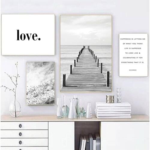 Scandinavian Landscape Wooden Pier Bridge Canvas Poster Motivation Nordic Style Wall Art Print Painting Decoration Picture