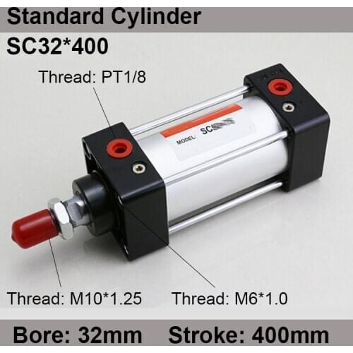 SC32*400 SC Series Standard Air Cylinders Valve 32mm Bore 400mm Stroke SC32-400 Single Rod Double Acting Pneumatic Cylinder