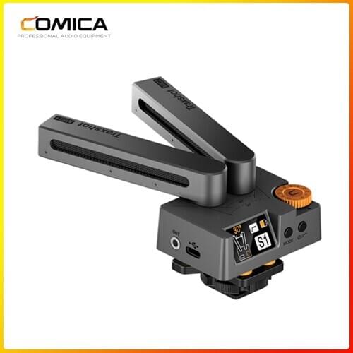 Comica Traxshot Super Cardioid Transformable Shotgun Microphone OLED Multi-Functional Smartphone Mic for Camera and Smartphone