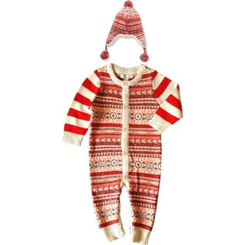 Sweater romper autumn winter romper baby newborn romper baby infant clothing velvet cotton hat single-breasted winter overalls