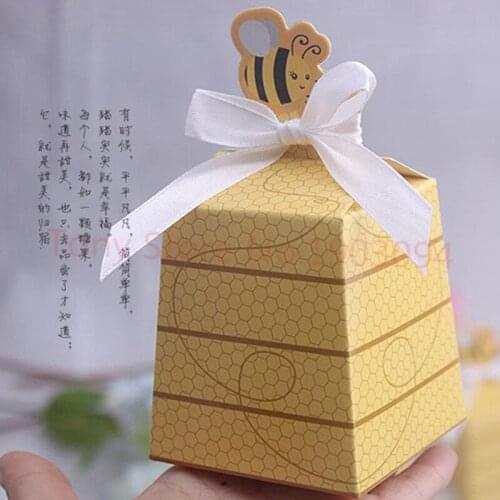 Birthday party candy box--Cute Type "Sweet as Can Bee!" Mom and Baby Beehive Baby Shower favor box wedding box 800pcs/lot