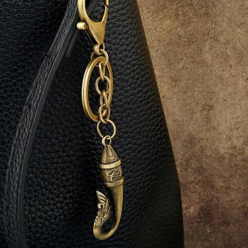 Vintage Metal Animal Key Chain Keychain Jewelry Wolf Tail Fox Key Ring Pendant