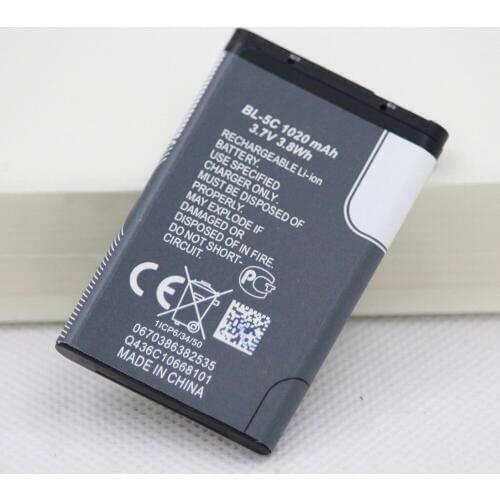 20pcs/lot 1020mah BL-5C Mobile Phone battery For Nokia 1000 1010 1108 1110 1112 1116 E50 E60 N70 N71 N72 BL5C internal Battery