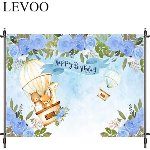 LEVOO Photography Background Balloon Flowers Watercolor Birthday Animal Fabric Shoot Prop Background Photocall Photo Studio
