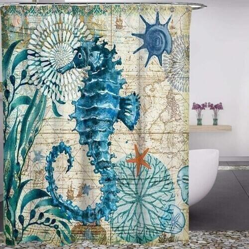 Sea Turtle Pattern Shower Curtain Home Decor Bathroom Accessories Waterproof Polyester Whale Octopus Seahorse Bath Curtains