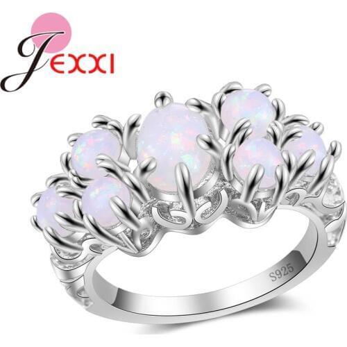 Luxurious 925 Sterling Silver Full White Fire Opal Stone Wedding Engagement Women Bridal Fashion Accessories Party Gifts