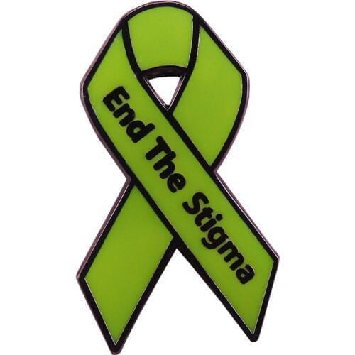 End the stigma green ribbon pin mental illness brooch health awareness badge positive jewelry