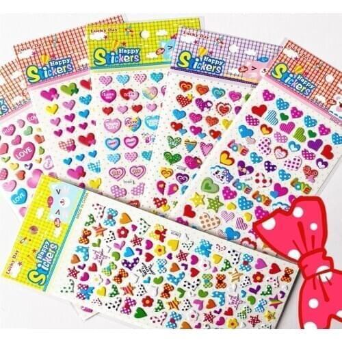 10pcs Love Series Stickers Creative Scenes Can Be Customized Kindergarten Reward Bubble Stickers 3D Puzzle Stereo Stickers