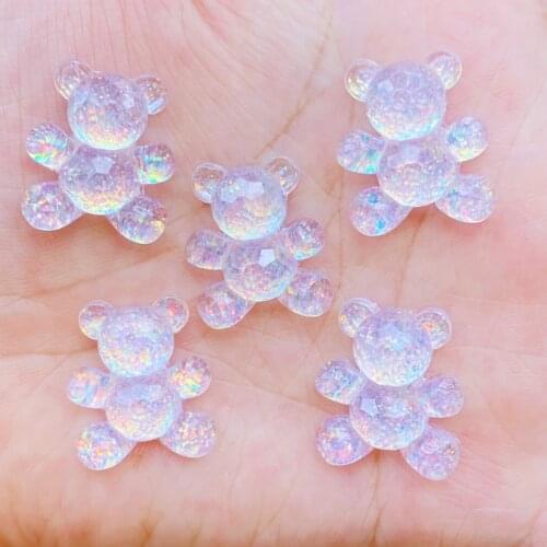 10Pcs Cute Mini Shining Heart / Bear Flat Back Resin Cabochons Scrapbooking DIY Jewelry Craft Decoration Accessories L43