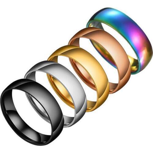 100pcs Band Rings 5 Colors Assorted Charm Finger Rings Smooth Couple Wedding Rings 316L Jewelry For Men Women Stainless steel