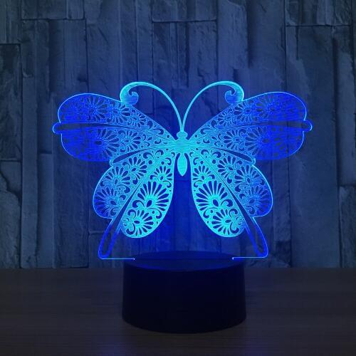 Butterfly 3D Lamp 7 Colors Changing 3D Visual LED Night Light USB Novelty Table Lamp as Home Decor Bedside Lamp For Kids Gift