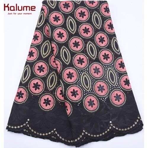 Kalume African Swiss Cotton Lace Fabric Holes Nigerian Swiss Voile Lace Fabric Embroidery Stoned Cotton Lace For Dress Sew F1924