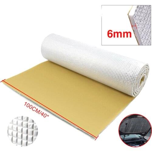 6mm 236mil Thick Aluminum foil + Muffler Cotton Car Auto Tailgate Sound Insulation Deadener Soundproof Mat Pad