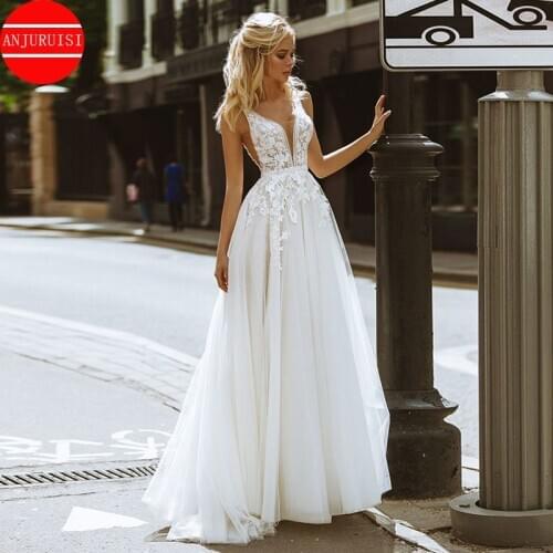 ANJURUISI Beach Wedding Dresses