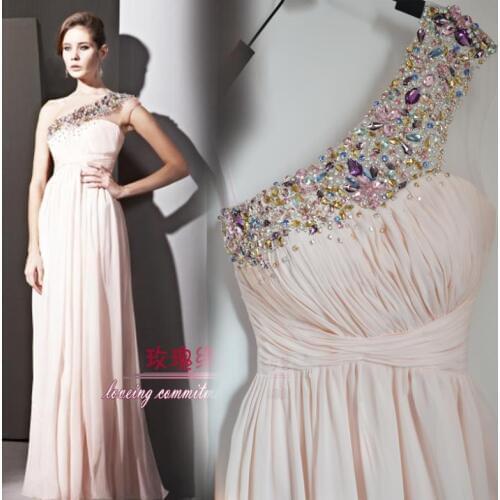 Free shipping 2016 rhinestone crystal beaded bridal long evening gown formal dresses floor length banquet Graduation Dresses