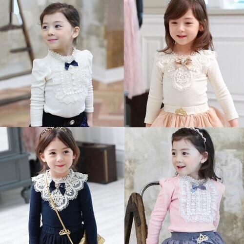 Baby Girls Blouses Cotton Children Tops Autumn Girl Blouse Kids Spring Clothes for Girls Shirt Long Sleeve toddlers beads