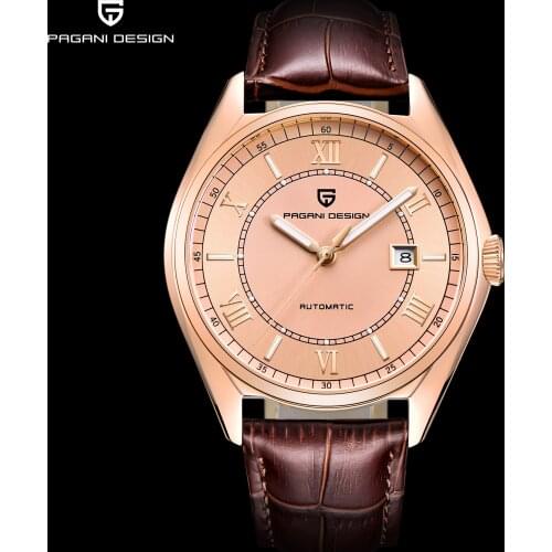 Pagani Design 43mm Mechanical Automatic Mens Watch Calendar Seagull 2813 Leather Strap Top Brand Black/White/Gold Dial