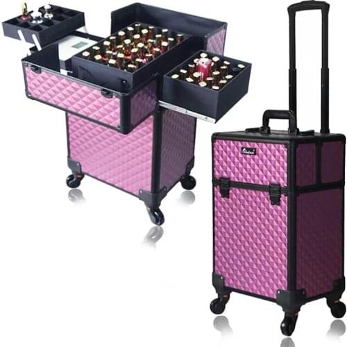 TRAVEL TALE women Cosmetic Case nail makeup box professional Trolley suitcase for makeup
