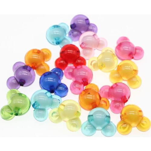 CHONGAI 20Pcs Mixed Color Exquisite Cartoon Mickey Head Acrylic Beads For Jewelry Making Baby DIY 22mm