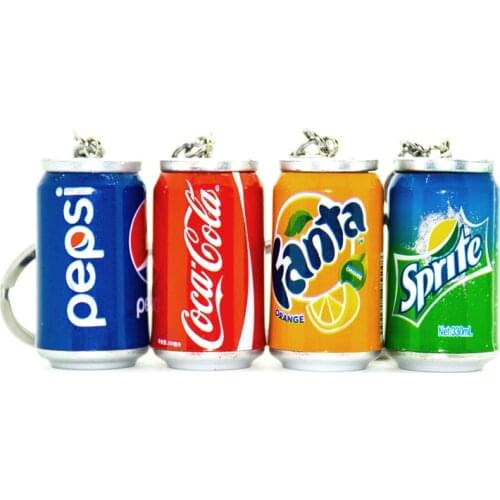 Simulation Cans Beverage Keychain Resin Doll Couple Key Chain Men Women Bag Pendant Children Lovely Mini Drink Bottle Keychain