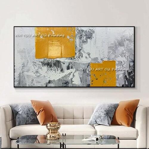 Handmade Beautiful Gold Foil Oil Painting Home Decoration Abstract Landscape Canvas Hand-painted Wall Art For Room No Framed