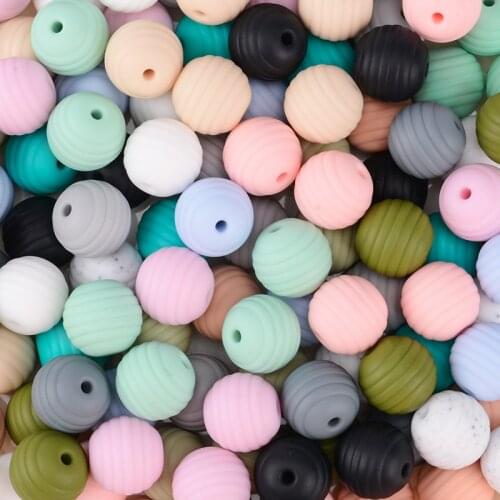 LOFCA 10pcs Silicone Beehive Beads Baby Teething Round Food Grade Spiral Beads 15mm DIY Threaded BPA Free Beads Baby Teethers