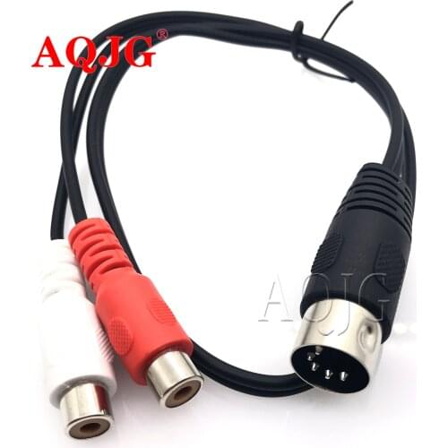 MIDI DIN 5P Male to 2 RCA Phono Female Socket Jack MF Stereo Audio Cable For Cassette Player CD Player to Amplifier Adapter