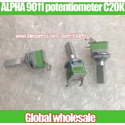 3pcs Taiwan ALPHA 9011 single-joint potentiometer C20K with bracket / handle length 20MMF